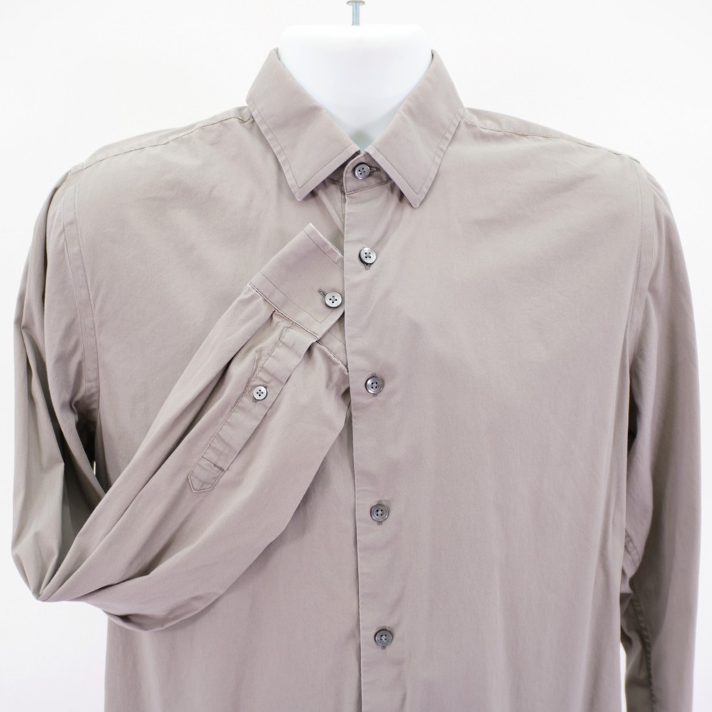 Express 1MX Medium 15-15.5 Gray‎ / Beige Collared Dress Shirt Long Sleeve